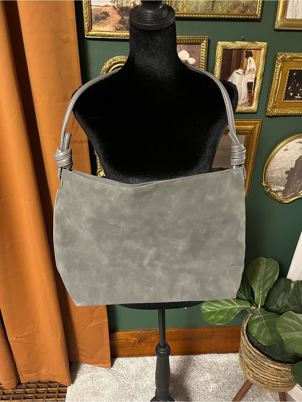 8 Other Reasons Gray Suede Shoulder Bag